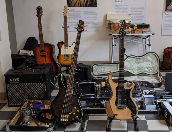 Ein Stand beim Musikerflohmarkt im Bürgerhaus Herten.